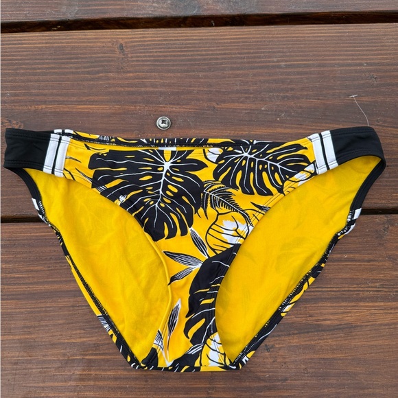 Athleta Yellow and Black floral Bikini Bottom size M - Picture 1 of 3